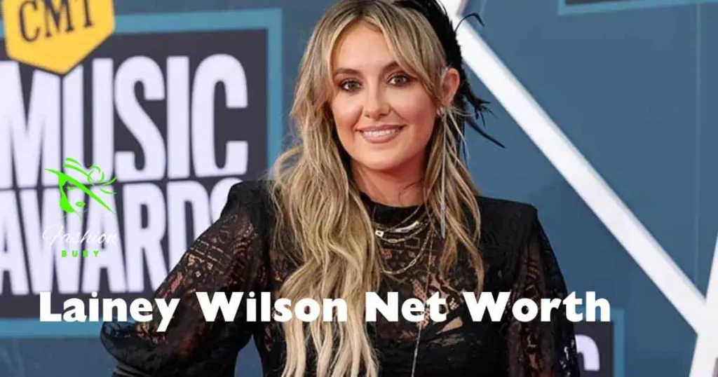 Lainey Wilson net worth displayed in a graphic, showcasing her financial success and achievements in the music industry.